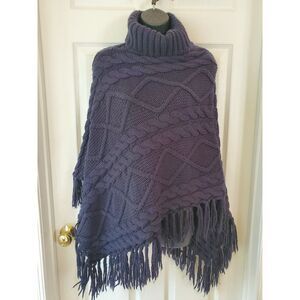 Forever 21 Dark Navy‎ Blue Pullover Turtle Neck Sweater Shaw Womens One Size